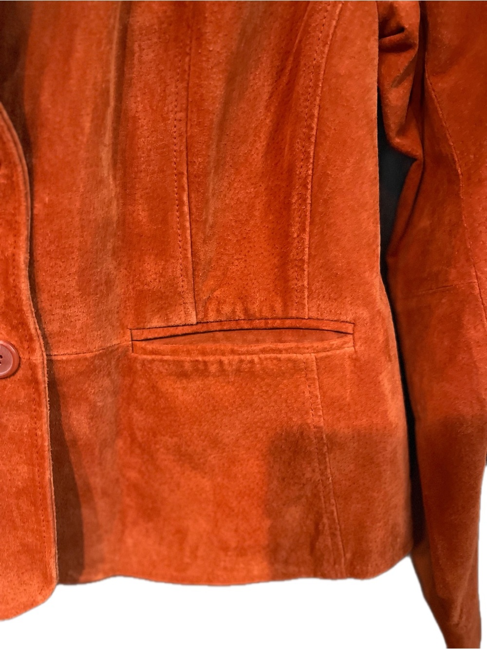 Relativity Burnt Orange Genuine Suede Leather Blazer Jacket Size Large - Picture 5 of 10